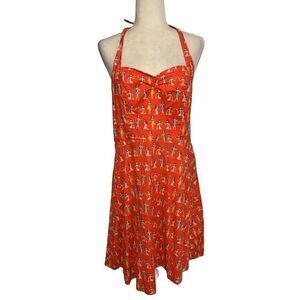 mandie bee womens red white hula bikini print tank Knee Length dress medium